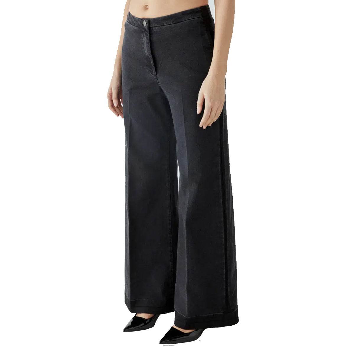 Flare Japan Denim Mid waist Used Black - AQUALTA