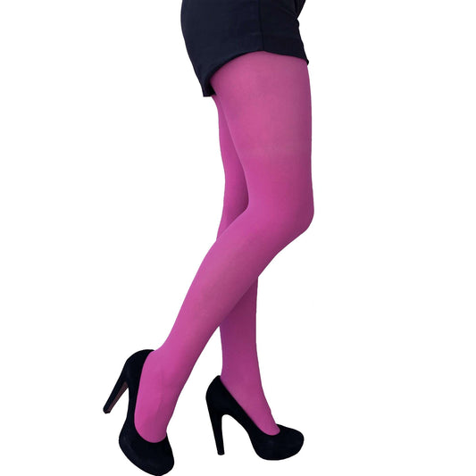Fuchsia Pink Opaque Tights For Women Malka Chic Sold at Aqualta