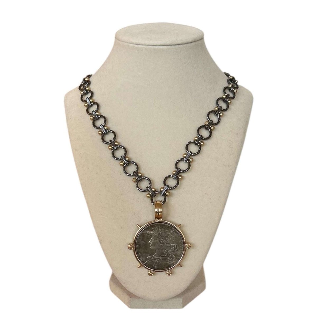 Gold Chain With Large Rimmed Coin - AQUALTA