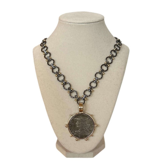 Gold Chain With Large Rimmed Coin - AQUALTA