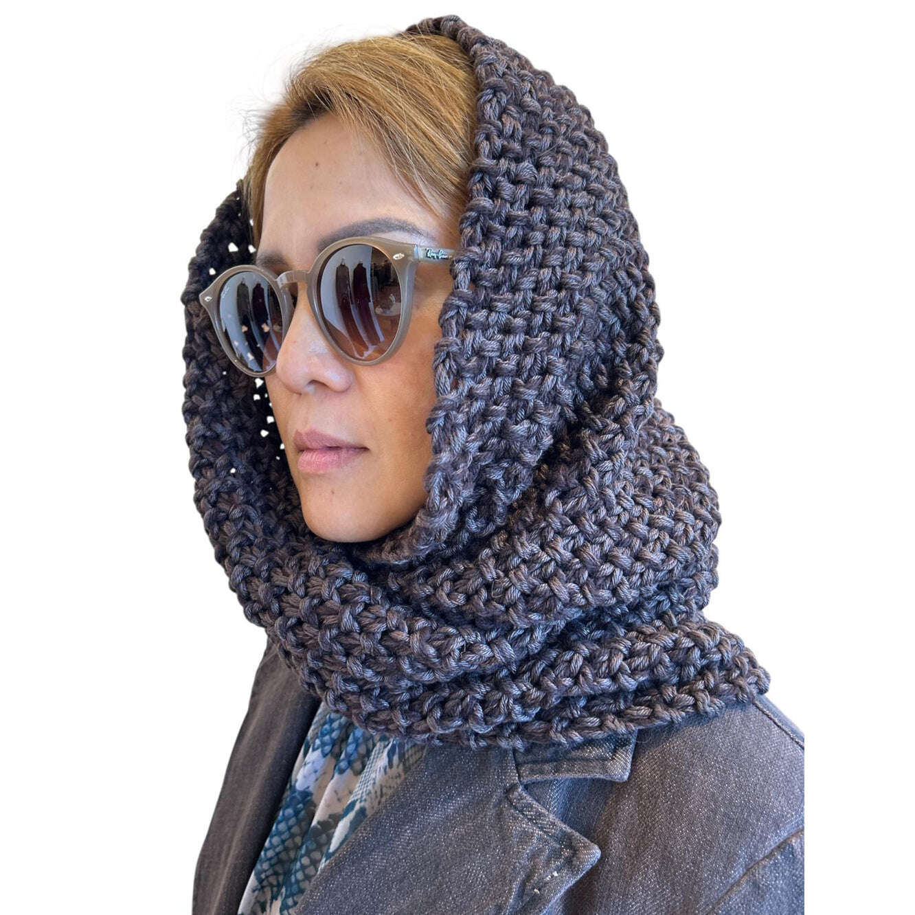 Gray  Neck warmer knit Tweed for Women Sold at Aqualta