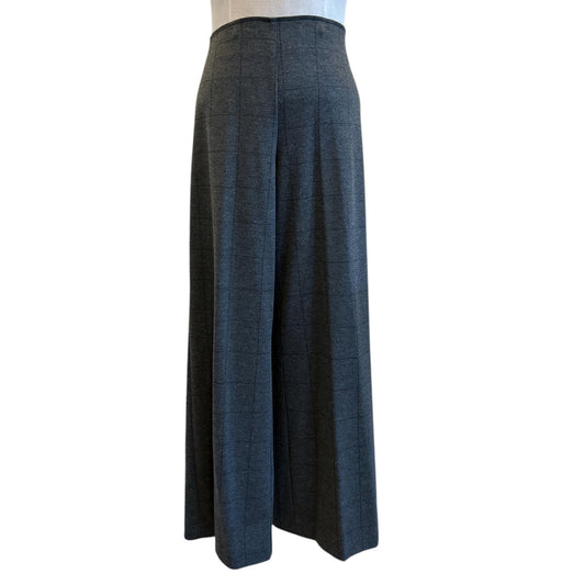 Dark gray wide-leg Grey Tartan Pants Palazzo side zipper on a white background Goodmatch sold at Aqualta