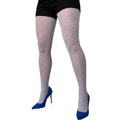 Gray Illusion Knitted Patterned Tights - AQUALTA