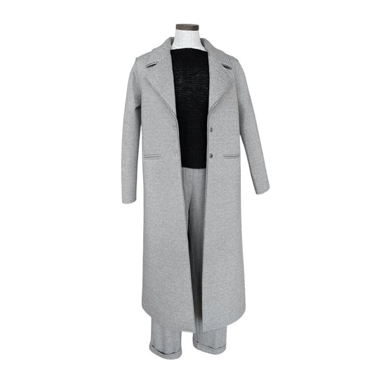 Picture of Front Herringbone Cream Long Coat Goodmatch sold at Aqualta