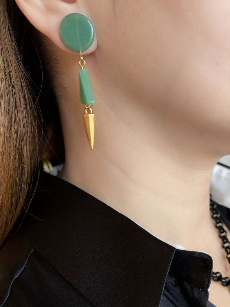 Jade & Brass Earrings - AQUALTA