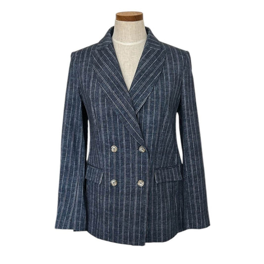 Jersey Jacket Classic Double Breasted Blue Pinstripe - AQUALTA