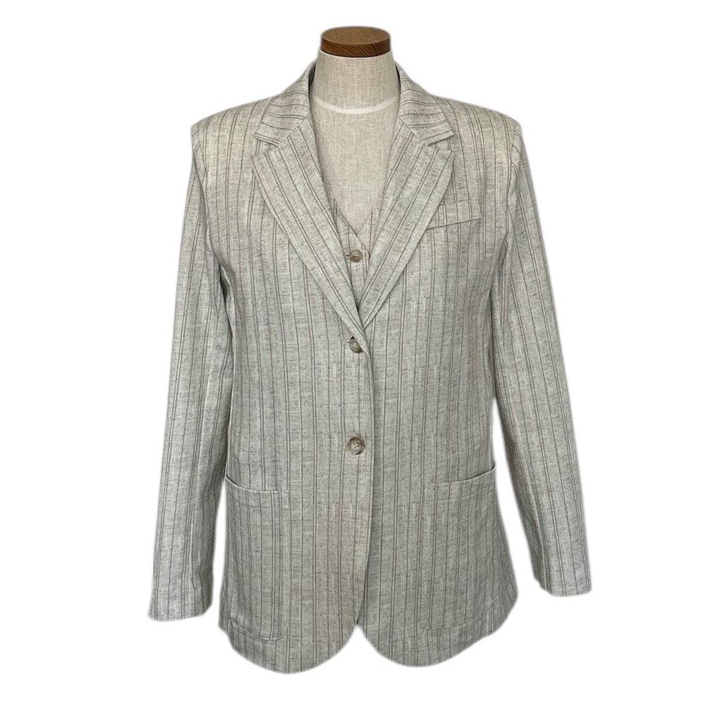 Jersey Jacket Classic Single breast White Pinstripe - AQUALTA