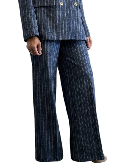 Jersey Palazzo Pants Classic Pinstripe Blue - AQUALTA