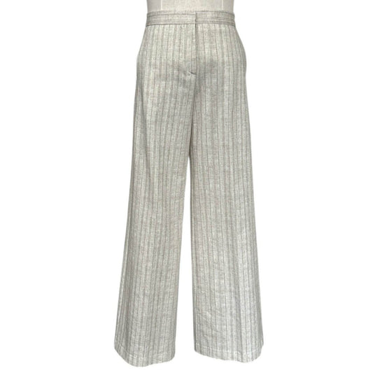 Jersey Palazzo Pants Classic Pinstripe White - AQUALTA