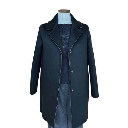 Knee length Black Coat - AQUALTA