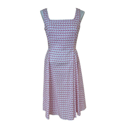 Knee length sleeveless Dress Fuchsia Print - AQUALTA