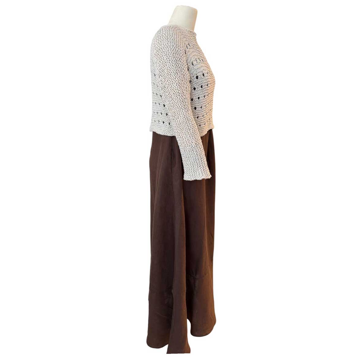knit Mesh Sequin Sleeves Top Cream Chiara Toffanin sold at Aqualta 4