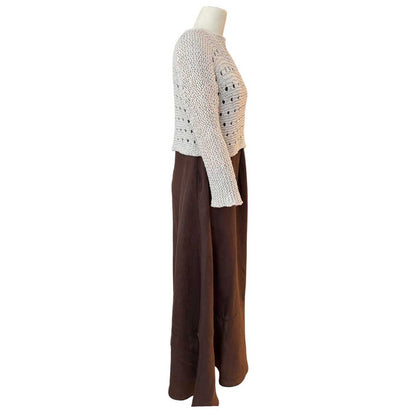 knit Mesh Sequin Sleeves Top Cream Chiara Toffanin sold at Aqualta 4