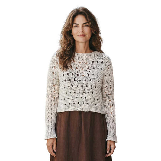 knit Mesh Sequin Sleeves Top Cream Chiara Toffanin sold at Aqualta
