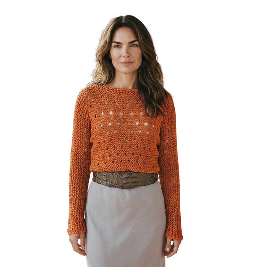 knit Mesh Sequin Sleeves Top Orange Chiara Toffinin sold at Aqualta 3