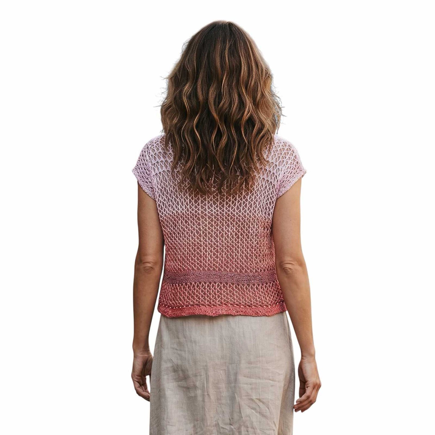 knit Mesh Tank top Short sleeve Rose/Coral Chiara Toffanin sold at Aqualta 2