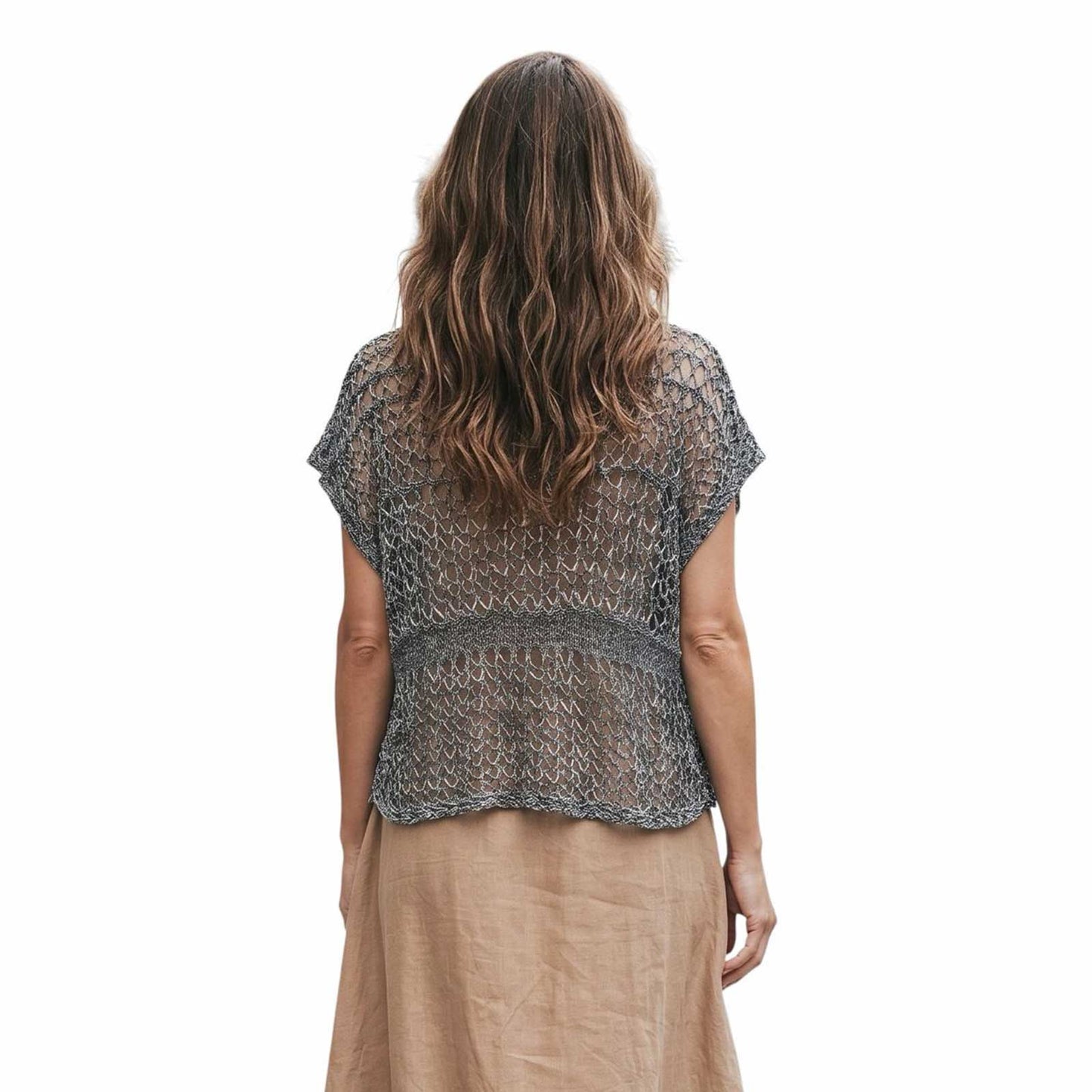 knit Mesh Tank top Short sleeve Mix Blue Chiara Toffanin sold at Aqualta 2