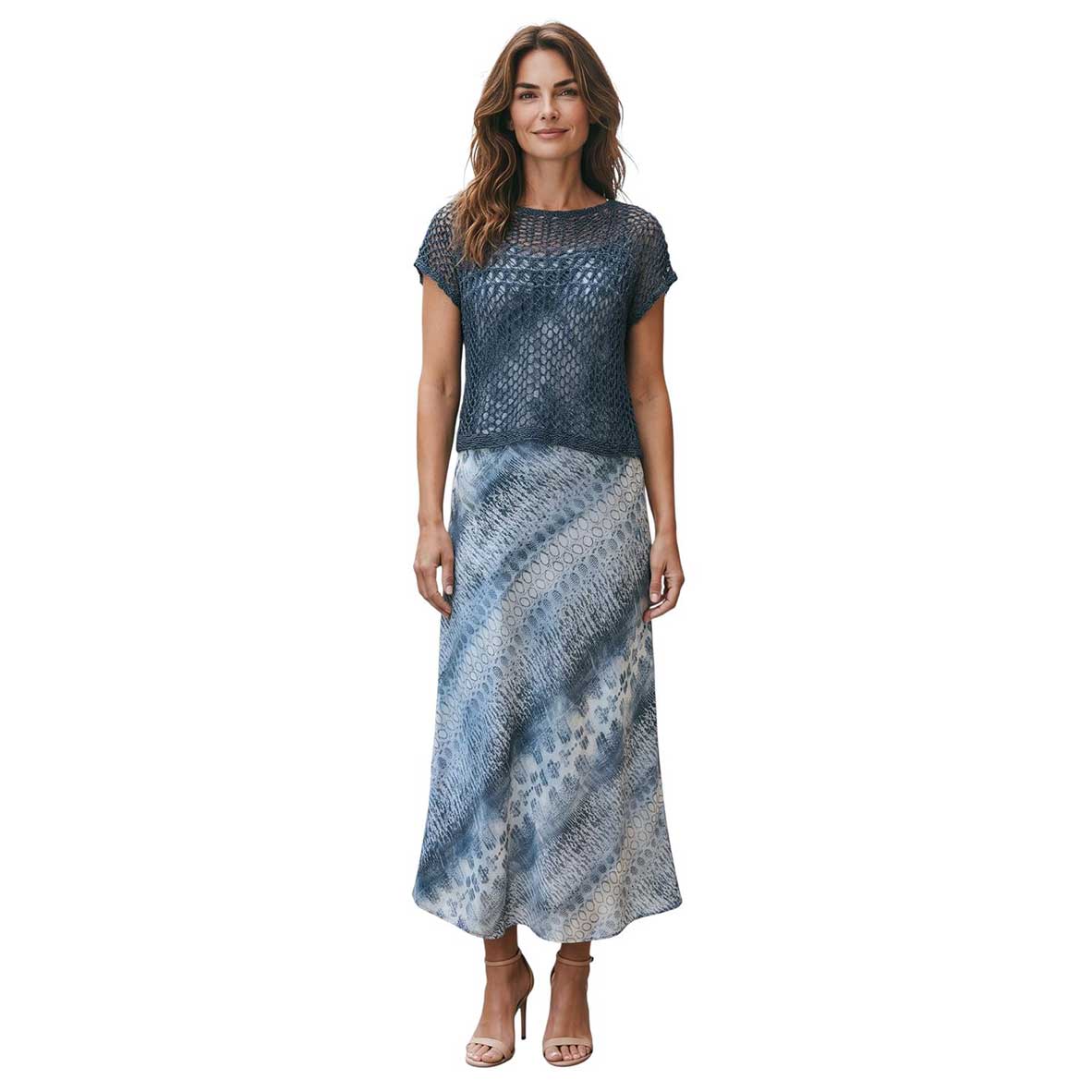 knit Mesh Tank top short sleeve Teal Chiara Toffanin sold at Aqualta 3