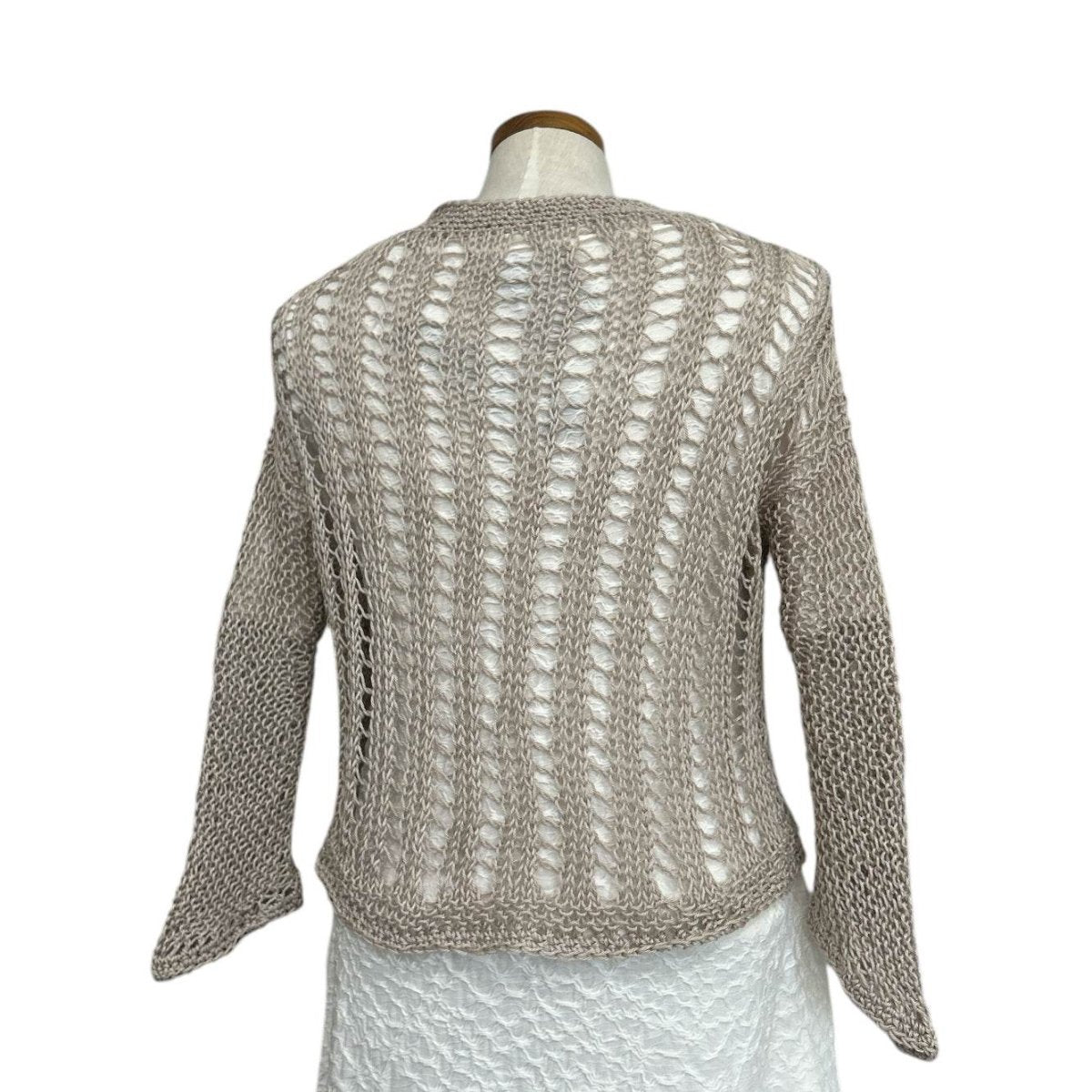 knit Mesh Sweater 3/4 sleeves Pearl - AQUALTA