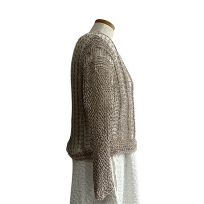 knit Mesh Sweater 3/4 sleeves Pearl - AQUALTA