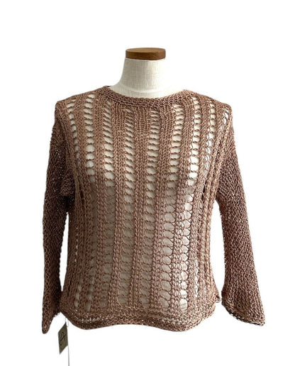 knit Mesh Sweater 3/4 sleeves Sand - AQUALTA