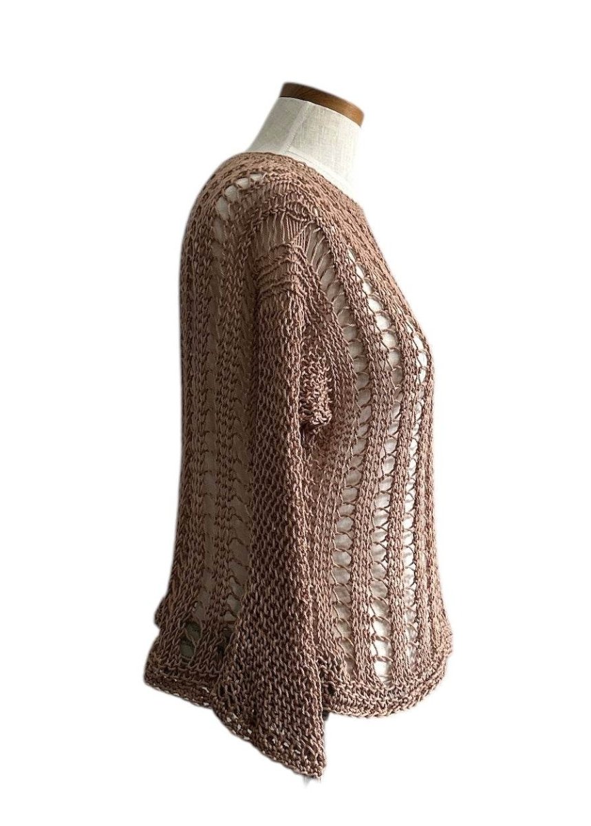 knit Mesh Sweater 3/4 sleeves Sand - AQUALTA