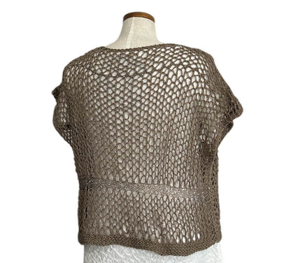 knit Mesh Tank top Short sleeves Taupe - AQUALTA