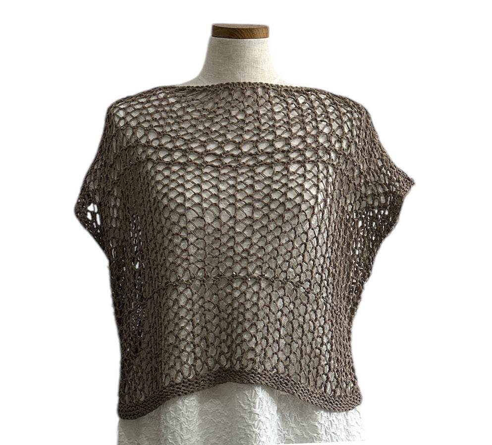 knit Mesh Tank top Short sleeves Taupe - AQUALTA