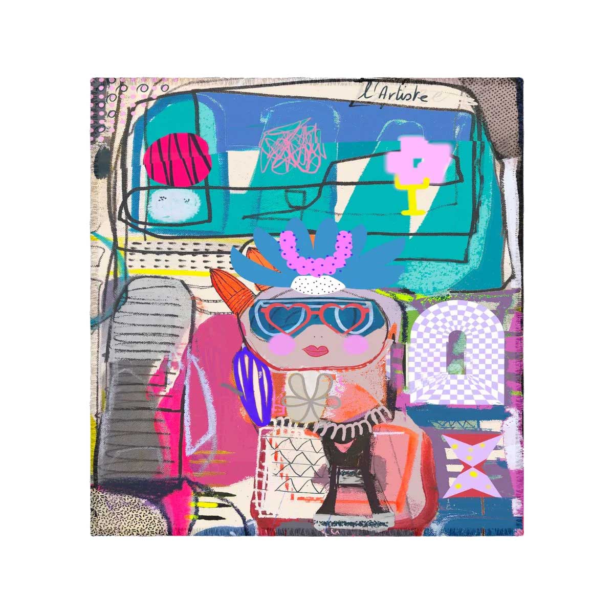Silk Scarf L'Artiste Isabelle Gougenheim sold at Aqualta