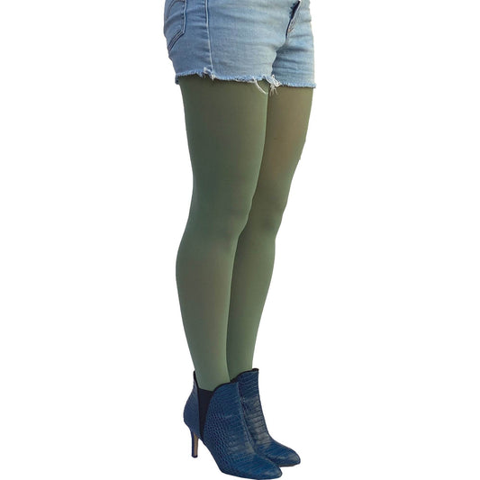 Side view Leaf Green Tights for Women Soft and durable Available in Plus Size