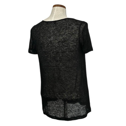 Linen Tee straight fit Black - AQUALTA