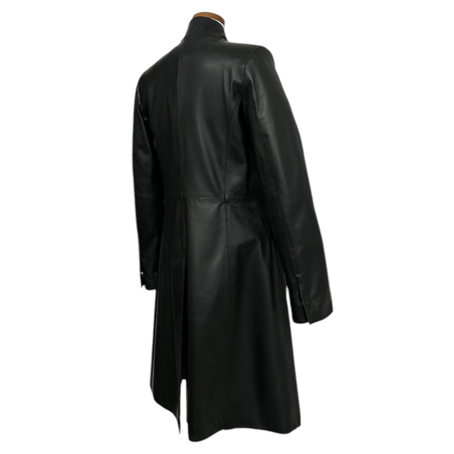 Long Leather Jacket Black - AQUALTA