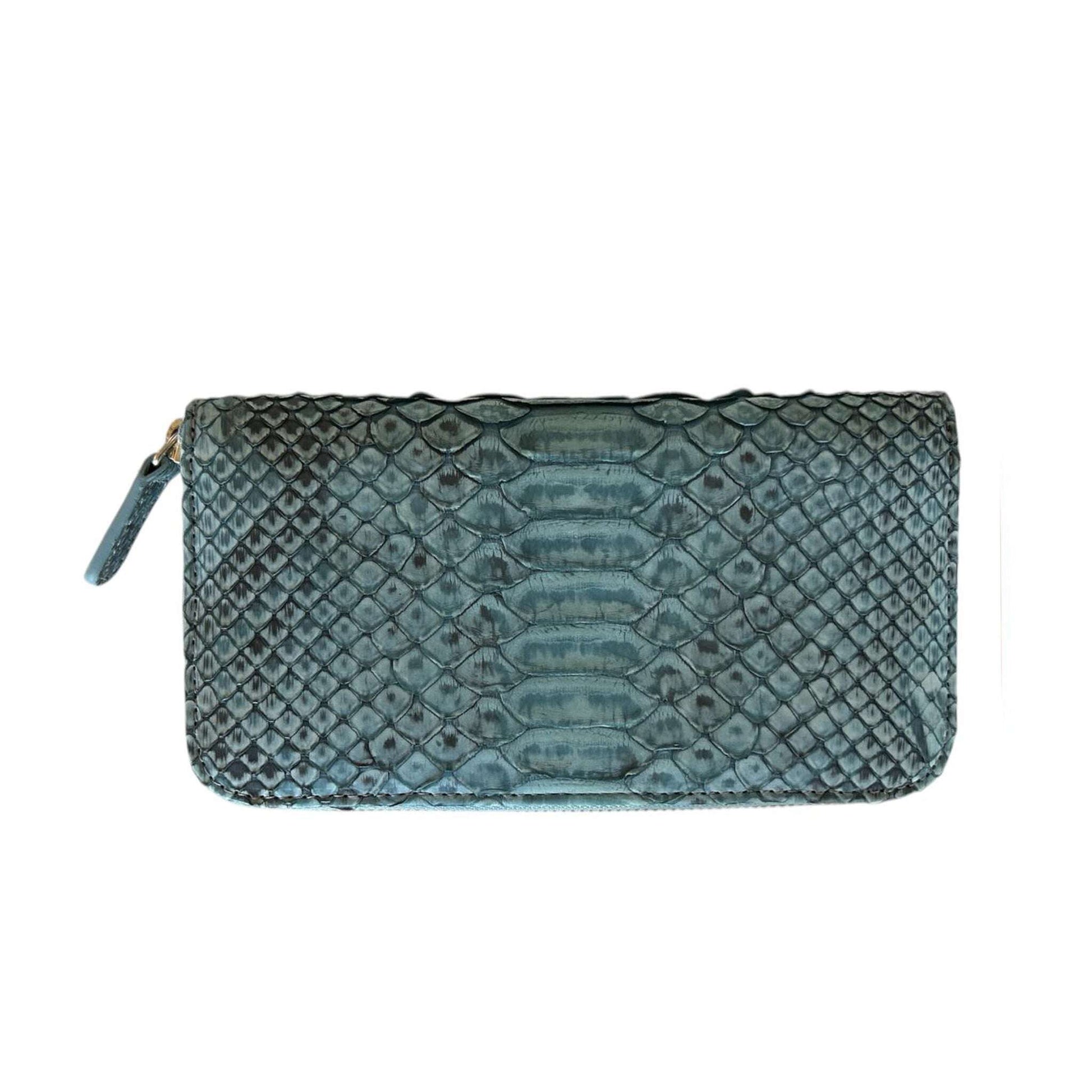 Long Zip Wallet Blue-Grey Python Biagini sold at Aqualta