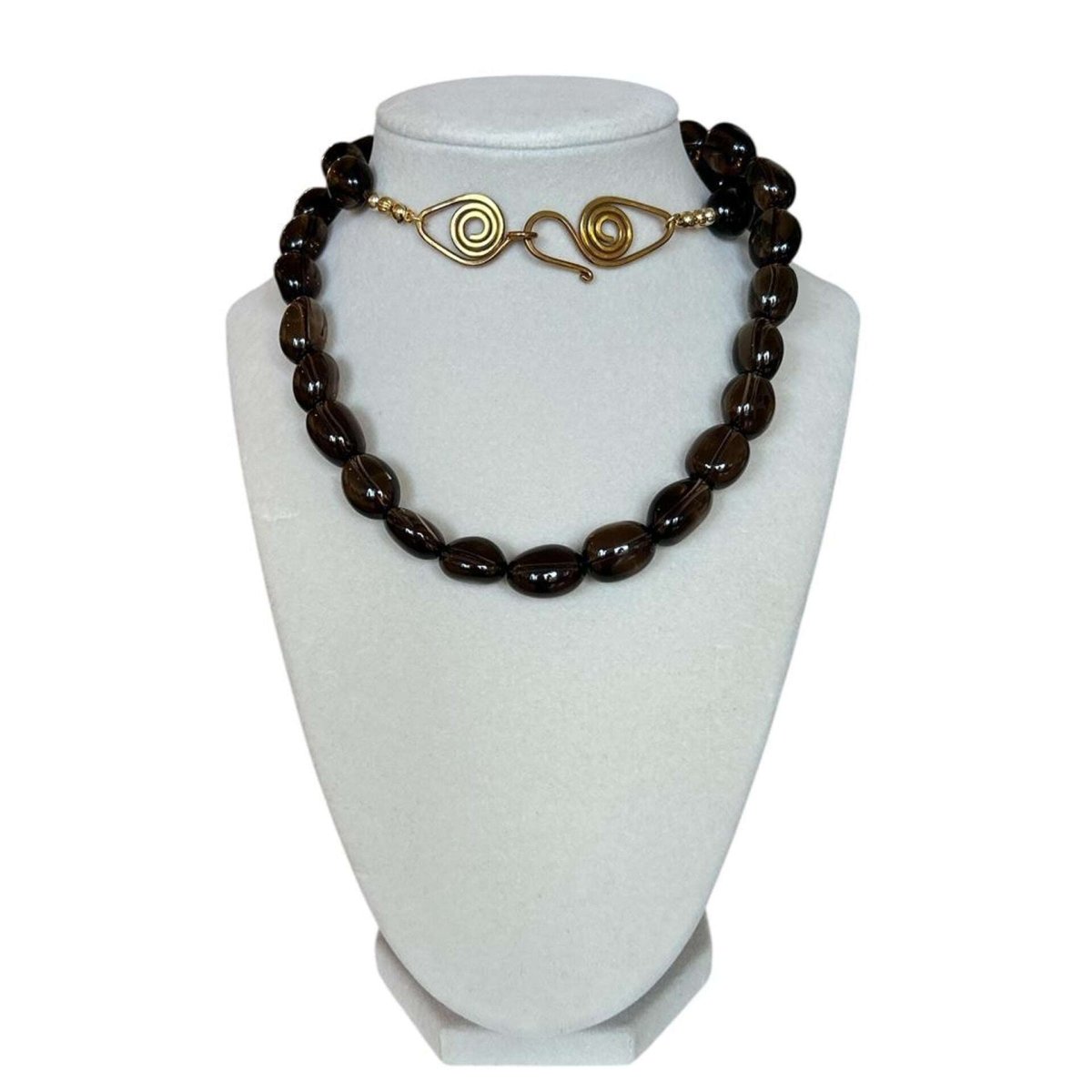 Long Smokey Quartz Nuggets Necklace - AQUALTA