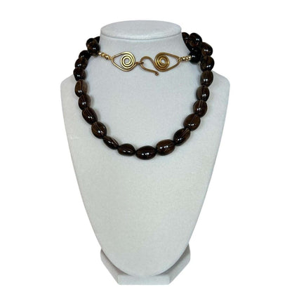 Long Smokey Quartz Nuggets Necklace - AQUALTA