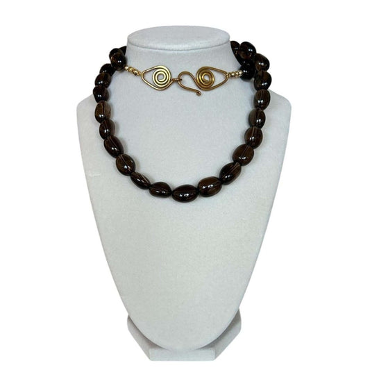 Long Smokey Quartz Nuggets Necklace - AQUALTA