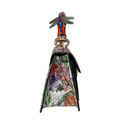 Handcrafted Dragon Fly bag with vibrant flowers and exotic design by Biagini at Aqualta