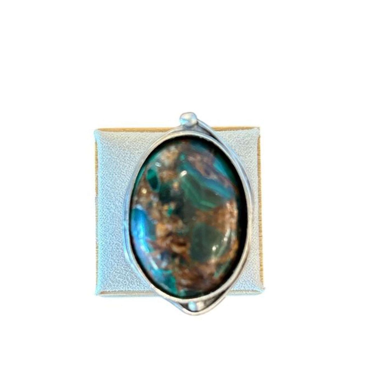 Malachite Cabochon & Silver Ring - AQUALTA