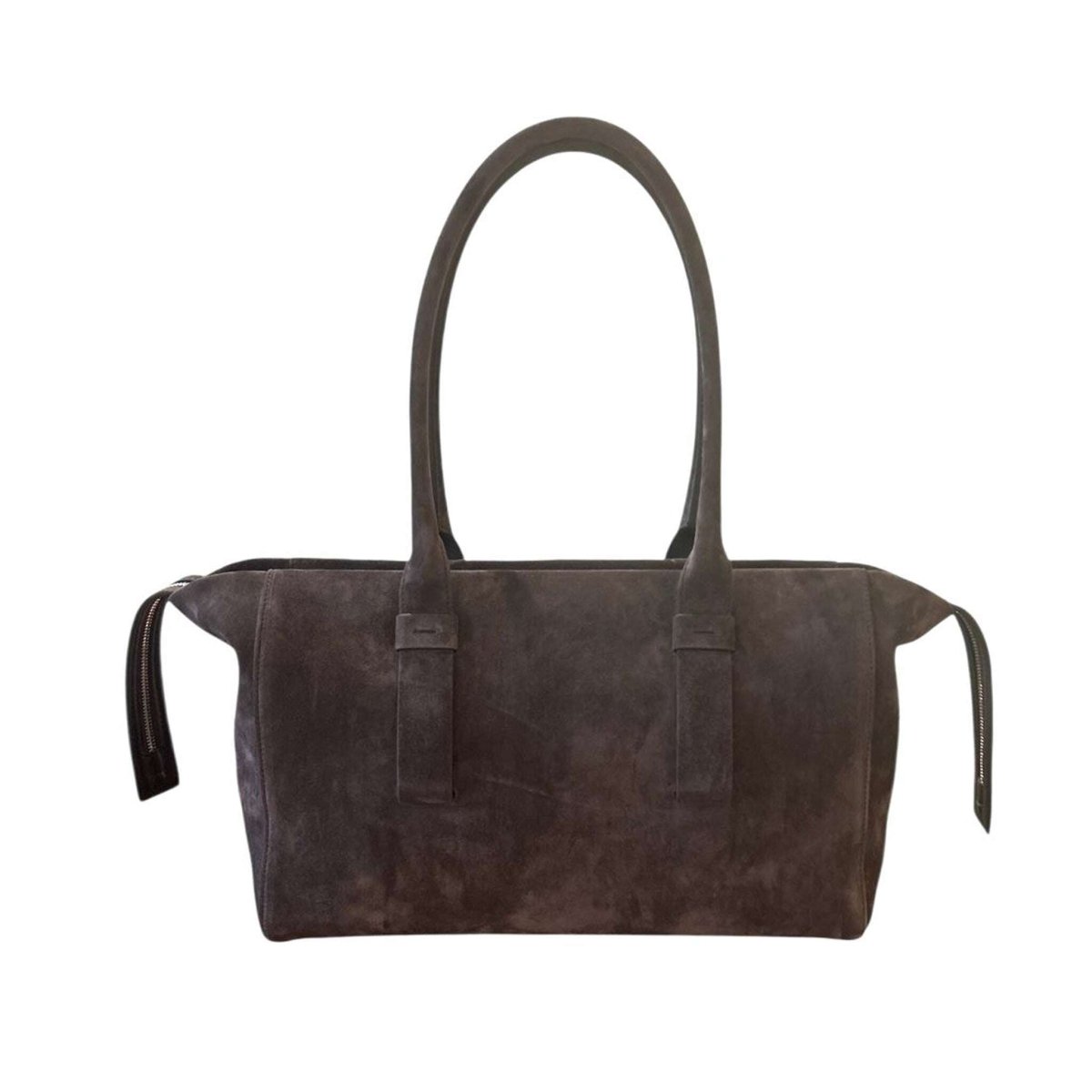 Medium Suede Tote Dark Brown - AQUALTA