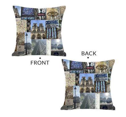 Explore designer pillow covers Paris Notre Dame By Julie Malka, sold exclusively at Aqualta. Double-sided prints in multiple sizes 2