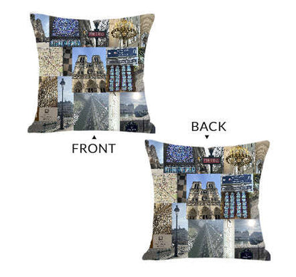 Explore designer pillow covers Paris Notre Dame By Julie Malka, sold exclusively at Aqualta. Double-sided prints in multiple sizes 2