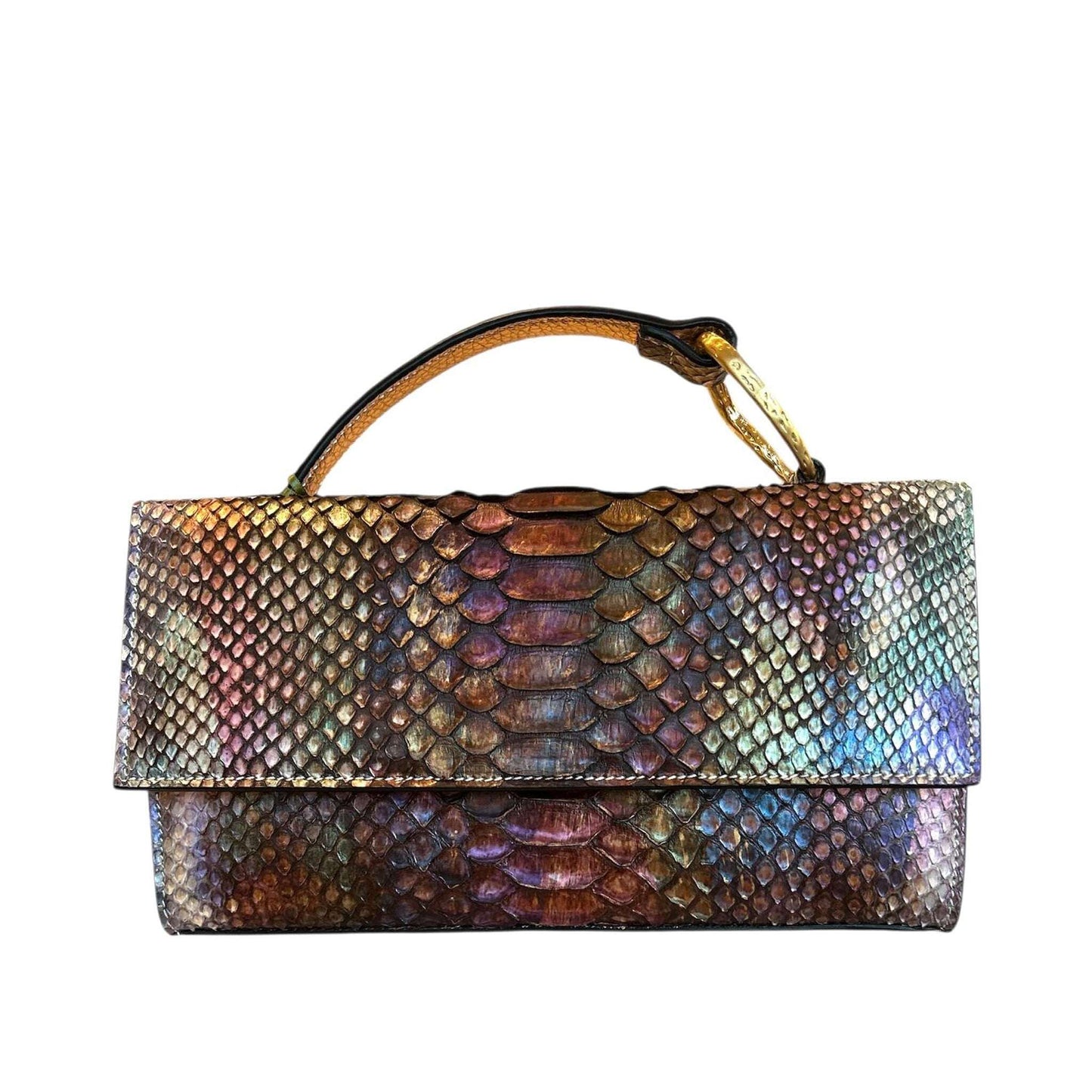 Multicolor Slim Rectangular Python Shoulder Bag Biagini sold at Aqualta