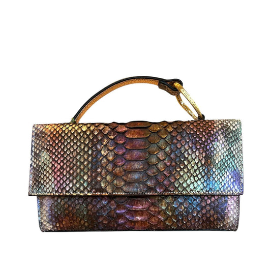 Multicolor Slim Rectangular Python Shoulder Bag Biagini sold at Aqualta