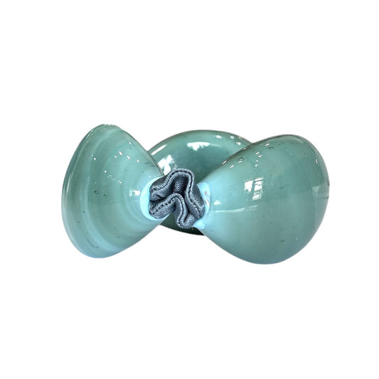 Handmade Murano glass aqua blue bracelet with elastic band, artisan jewelry sold at Aqualta