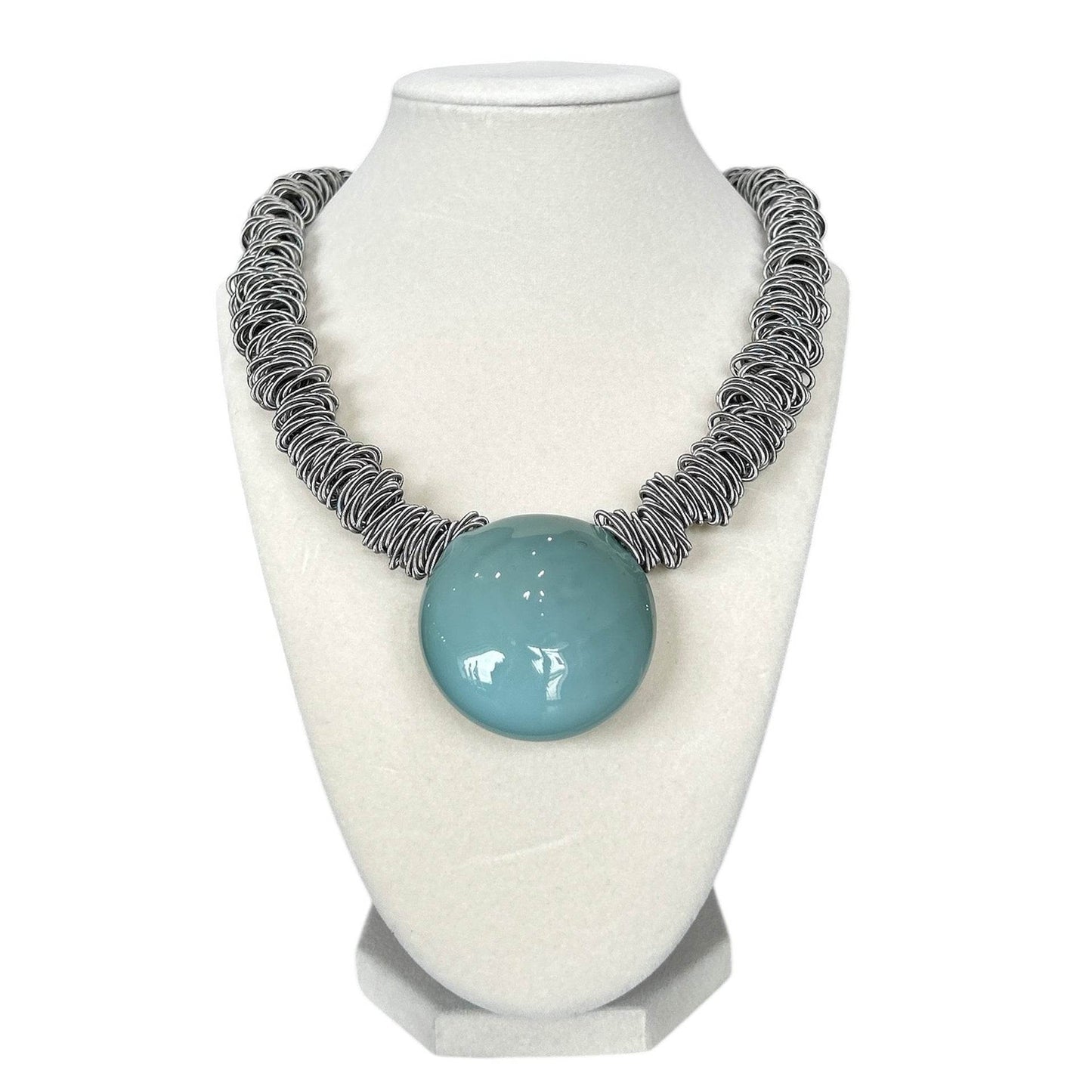 Murano Glass Necklace Maratea Sage Green - AQUALTA