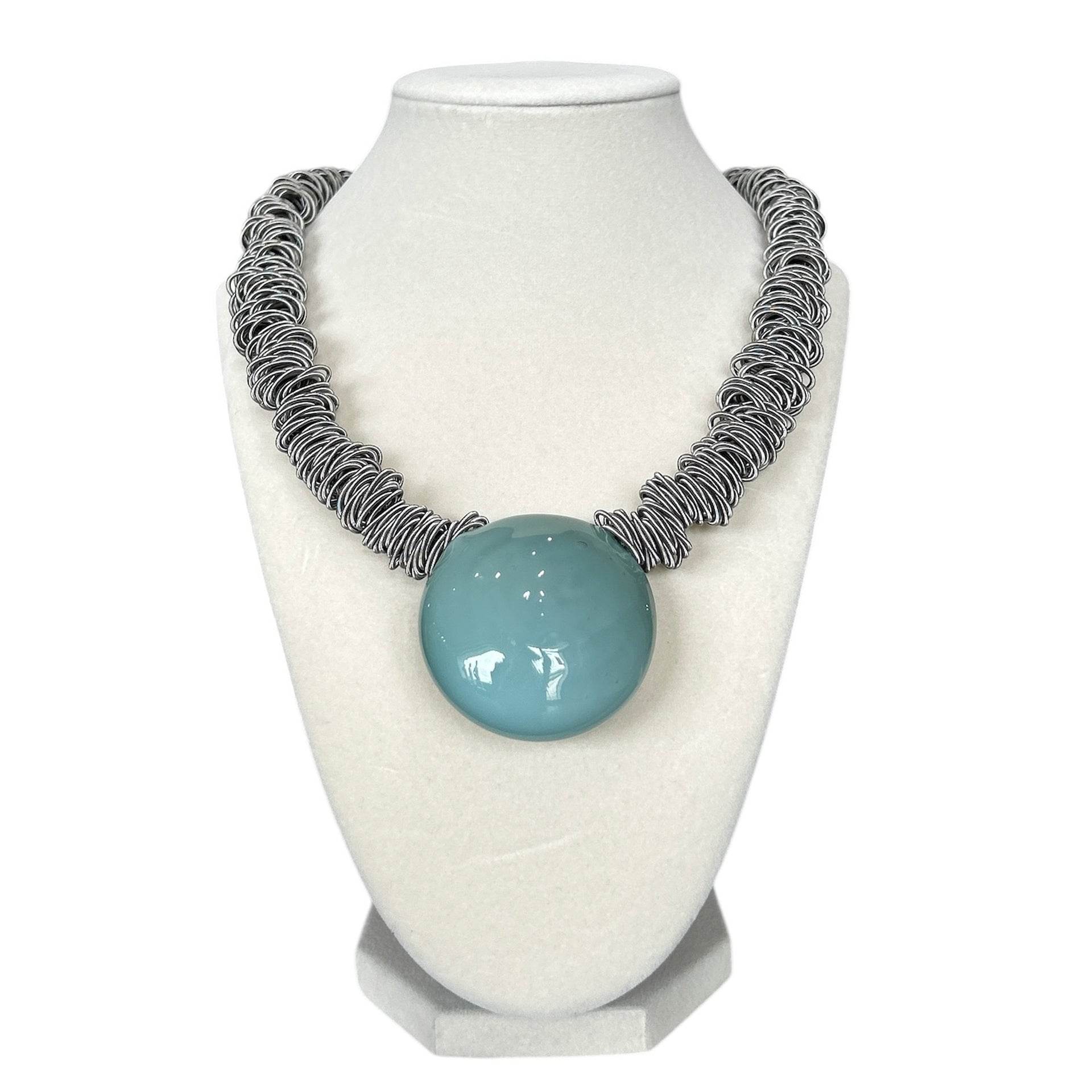 Murano Glass Necklace Maratea Sage Green - AQUALTA