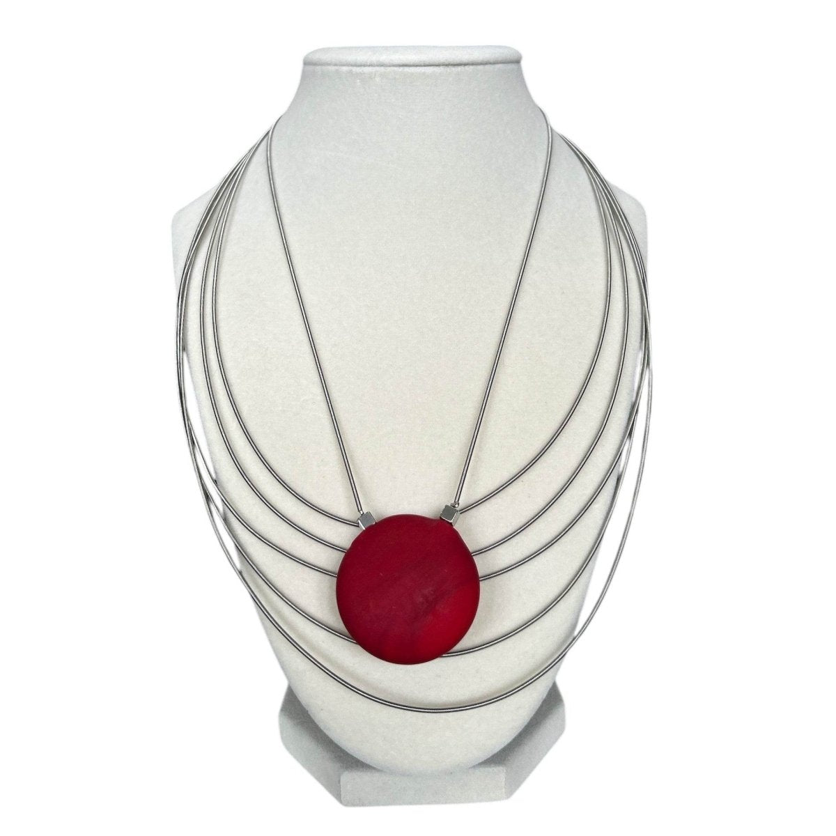 Murano Glass Necklace Mireille Matt Red - AQUALTA