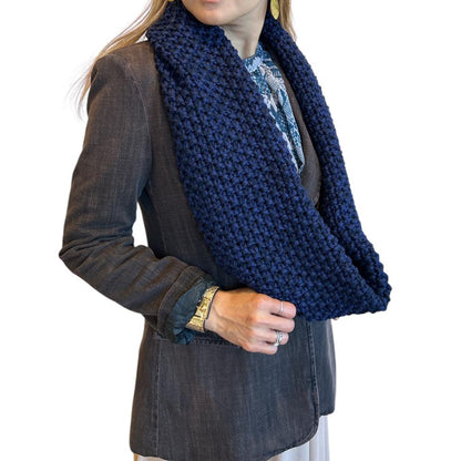 Navy Infinity scarf Balloon knit Solid colors for women sold at Aqualta
