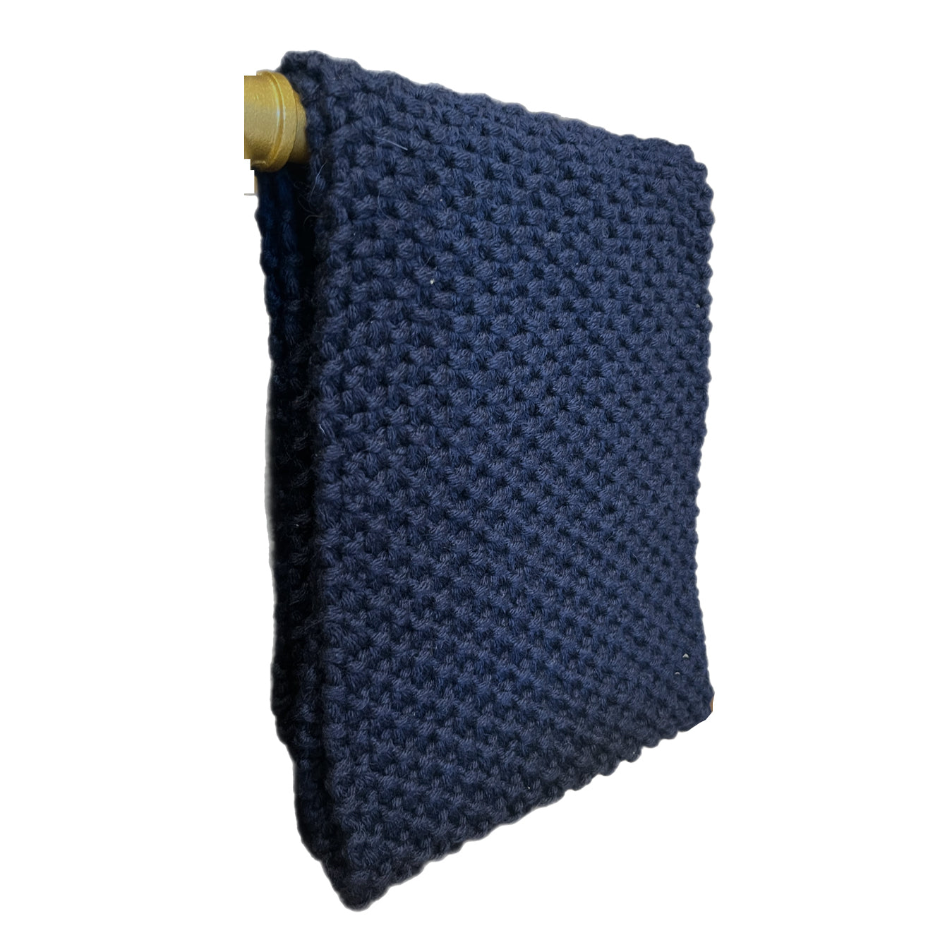 Front picture of our Infinity scarf Balloon knit Solid Navy Sold at Aqualta 4