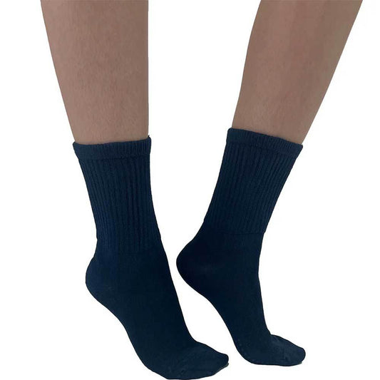 Navy Blue Extra Wide Bamboo Super Soft Socks For Women Malka Chic